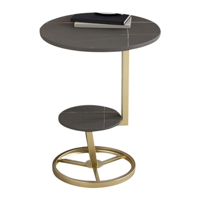 Modern Abstract Corner Table Round Slate Side End Table for Living Room