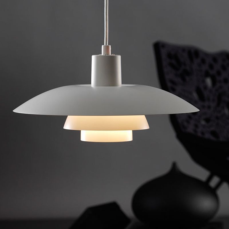 3-Layer Shade Pendant Lamp Nordic Aluminum Single White Ceiling Light for Sitting Room