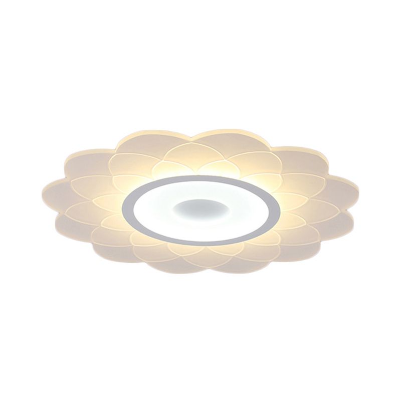 Lampe encastrée à fleurs blanches Moderniste 16,5"/20,5"/31" de large Éclairage de plafond en acrylique LED en lumière chaude/blanche