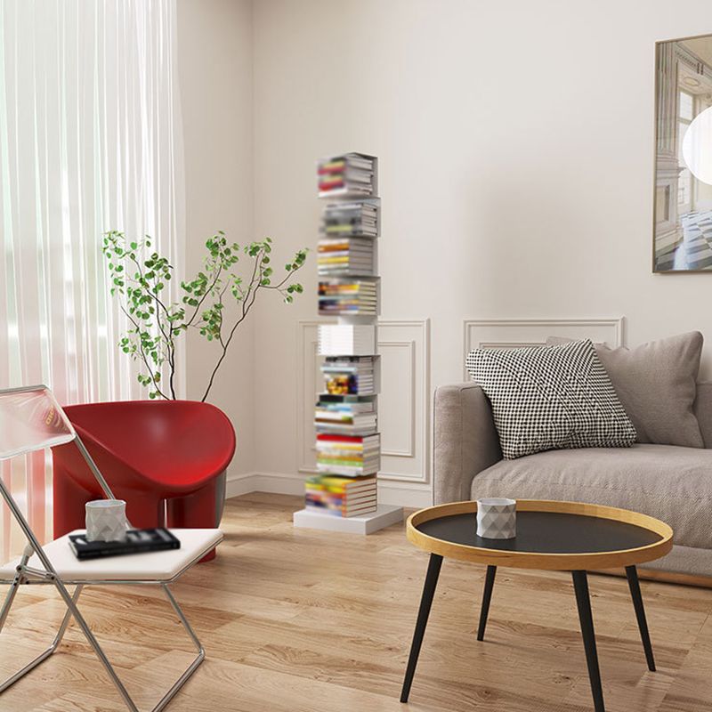 Libreria verticale angolare moderna bianca e nera chiusa.