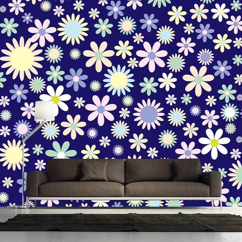 Flower Pattern Mildew Horizontalt Illustration Wall Mural for Living Room