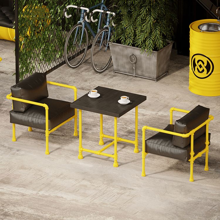 Industrial Style Dining Table Solid Wood Dining Table with Trestle Base