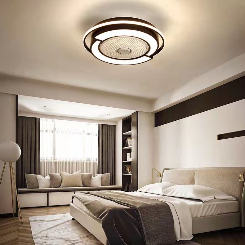 Spleißen trommelförmige LED -Deckenventilator Leuchte Nordische Metall Schlafzimmer Halbflush Mount Leuchte