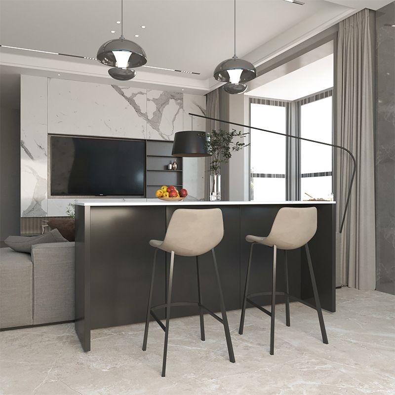 Industrial Style Bar Table Stone Rectangle Bistro Bar Desk for Living Room