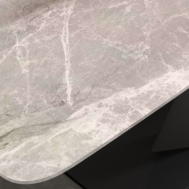 Rechthoek traditionele luxe eettafel gesinterde stenen tafel met zwarte voetstukbasis