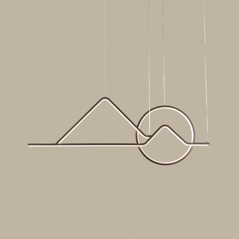 Landschapslijn Art Pendant Licht Creatief Minimalistisch metaal Zwart/Gouden LED -hangende lamp in warm/wit licht