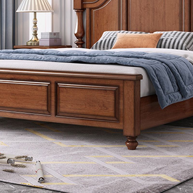 Mid-Century Modern Standard Bed Solid Wood Panel Bed with Headboard