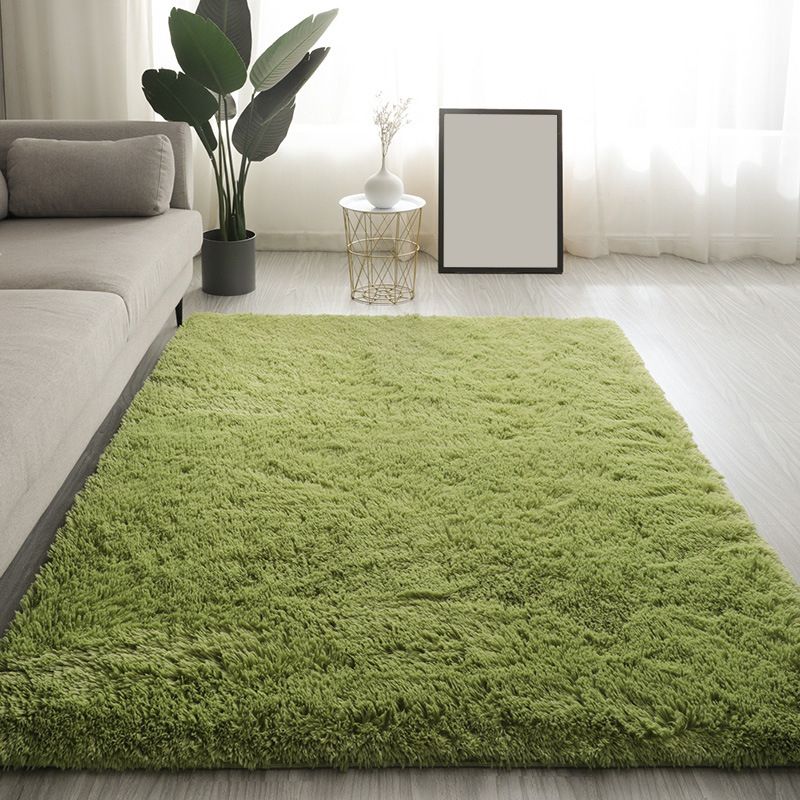 Solid Color Plush Rug Polyester Indoor Rug Non-slip Carpet for Living Room and Bedroom