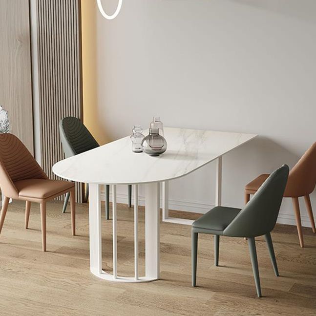 Double Pedestal Dining Table Modern Stone Dining Table for Kitchen
