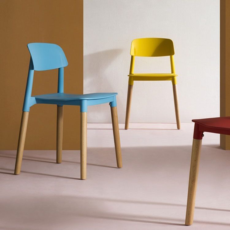 Sillas de comedor de madera contemporáneas con respaldo abierto (juego de 4)