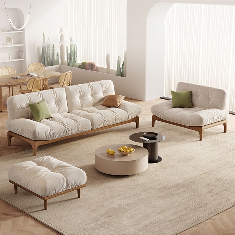 Tropical White Tufted Armless Living Room Faux Leather Seating