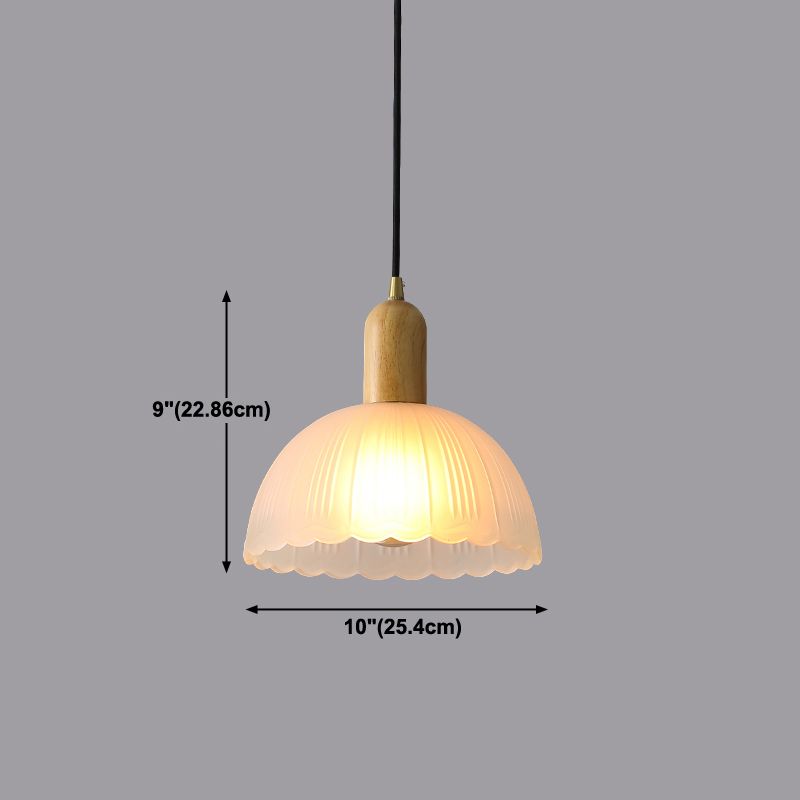 Bowl Shade Hanging Lighting Modern Style Glass 1 Light Pendant Lamp for Bedside