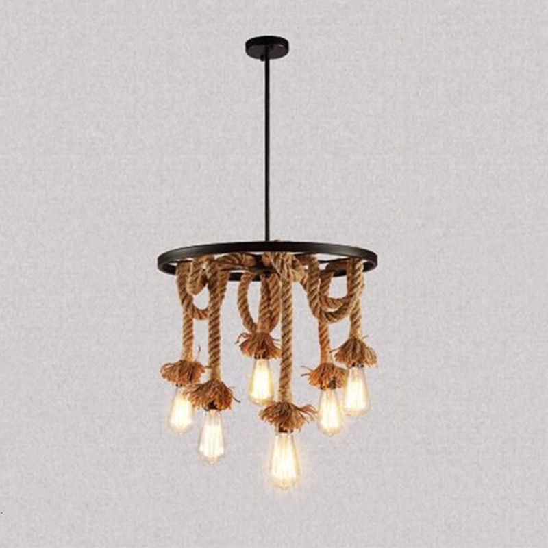 Luz de suspensión de cuerda industrial de la rueda de la rueda del vagón de metal negro para restaurante