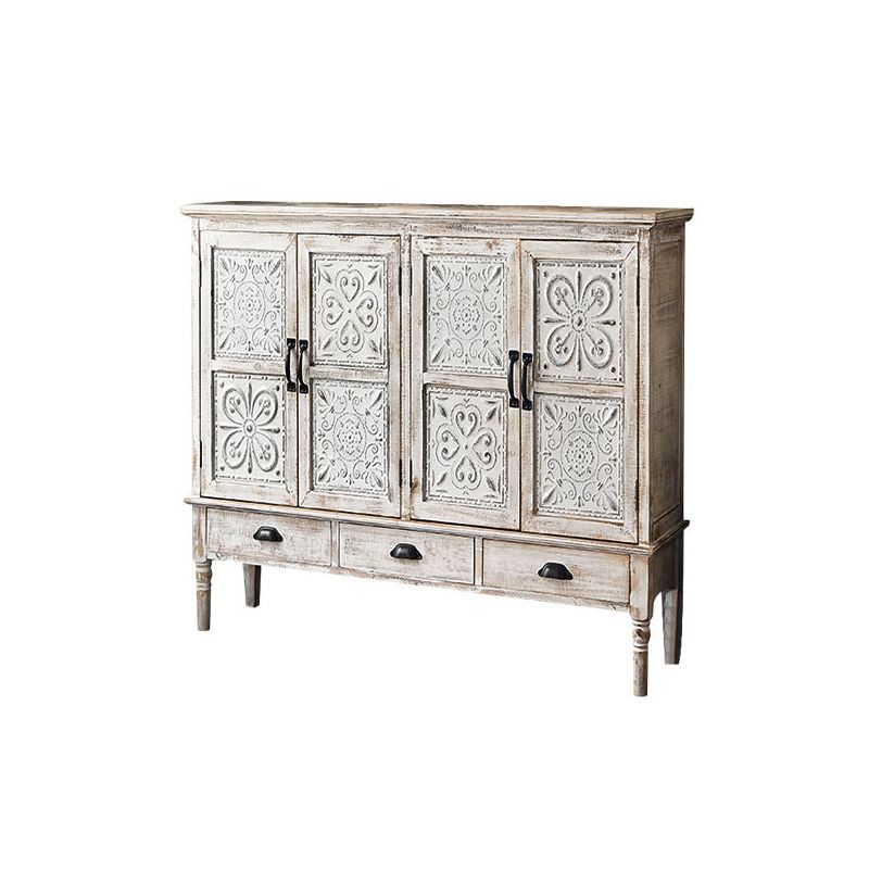 Industrial Accent Cabinet with Legs and Wooden Shelf Distressed Wood Cabinet