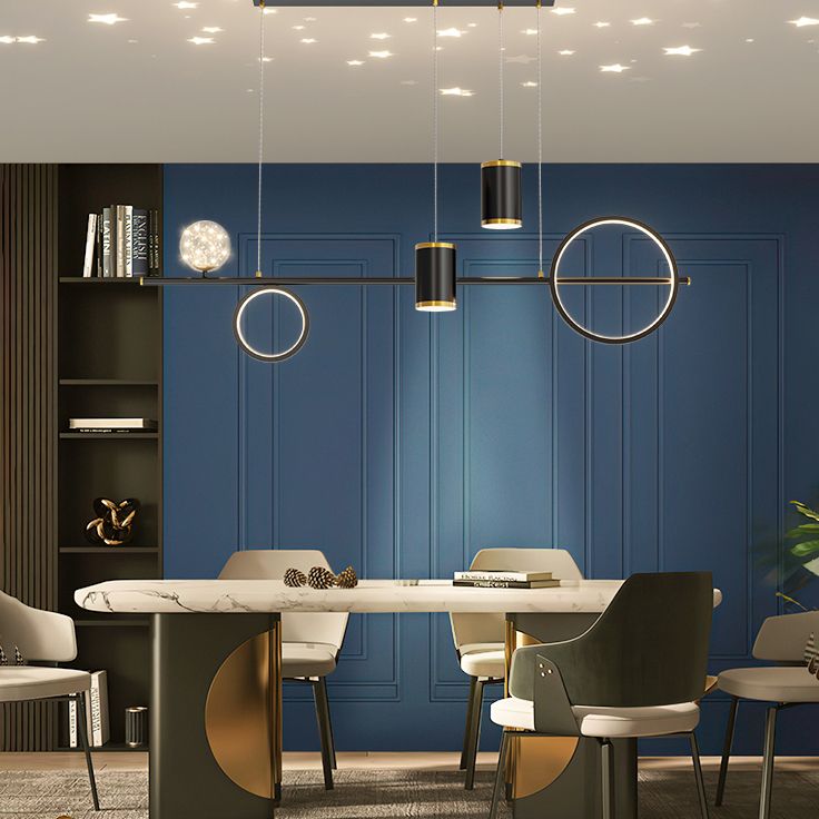 5-Light Modern Kitchen Pendant Lights Linear Metal Island Lighting Ideas