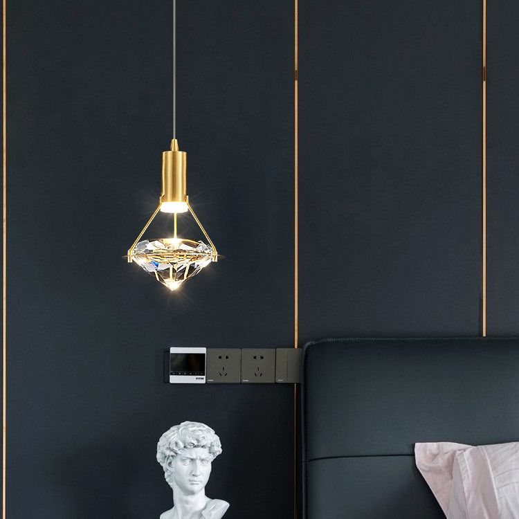 Gold Contemporary Hanging Light Kit Crystal Ceiling Light for Dining Room