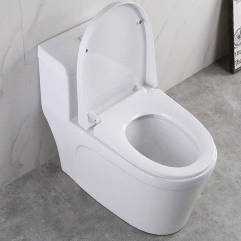 Modern White Flush Toilet Floor Mounted Toilet Bowl with Slow Close Seat for Washroom