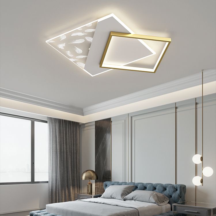 2 Light Square Ceiling Lamp Modern Style Metal Ceiling Lighting for Living Room