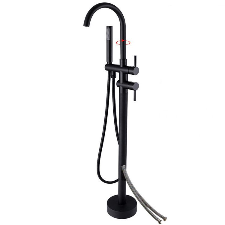 Modern Freestanding Tub Faucet Copper Floor Mounted Two Handle Freestanding Bathtub Faucet