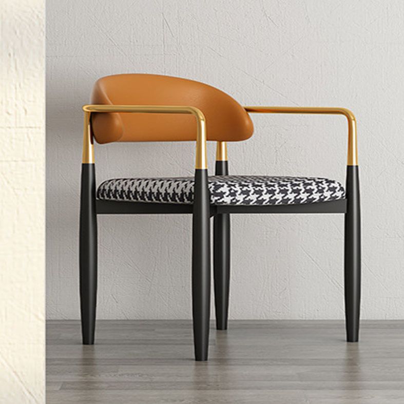 Metal Nordic Dining Arm Chair Home Side Chair Open Back Dining Side Chair