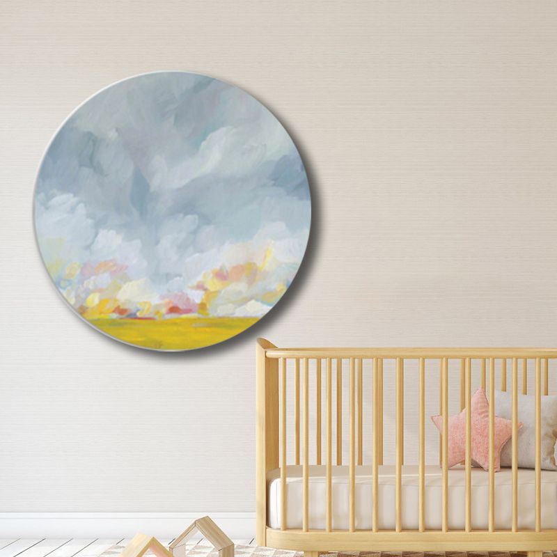 Pastel Color Cloud Scenery Painting Textured Modern Art Dining Room Canvas Print