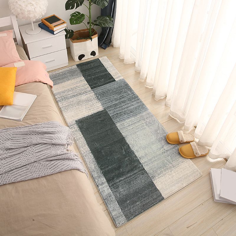 Beige Modern Carpet Color Block Polyester Carpet Washable Carpet for Home Decor