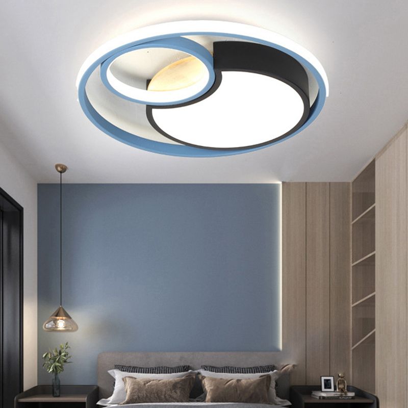 Blue Circle Flush Mounted Ceiling Light Contemporary LED Acrylic Close To Ceiling Lighting