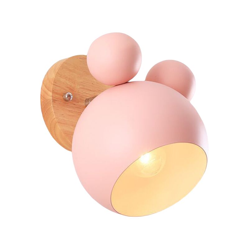 Children Wood Wall Light Polish Finish Flush Mount Lighting for Room