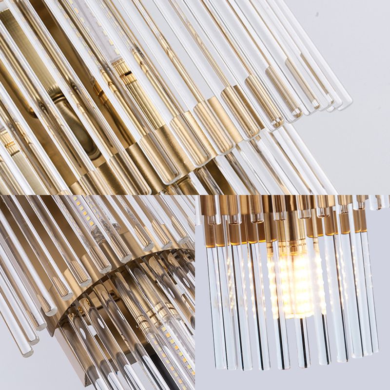 Tiered Sconce Light Modern Crystal Rod 2/3 Lights Gold Wall Mounted Light for Dining Room