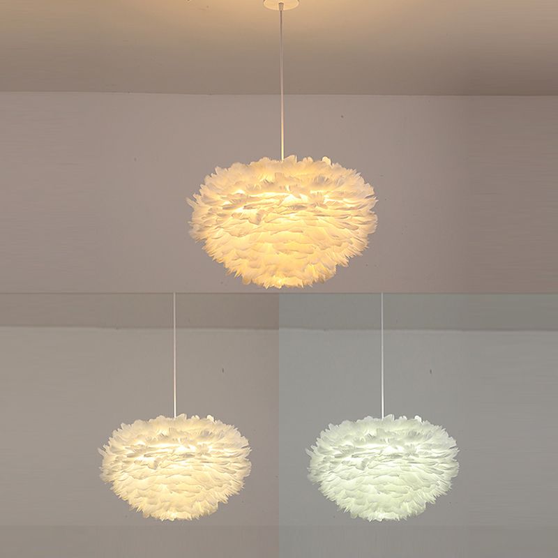 Lámpara de lámpara esférica lámpara moderna simplicidad de plumas de tono colgante para restaurante para restaurante