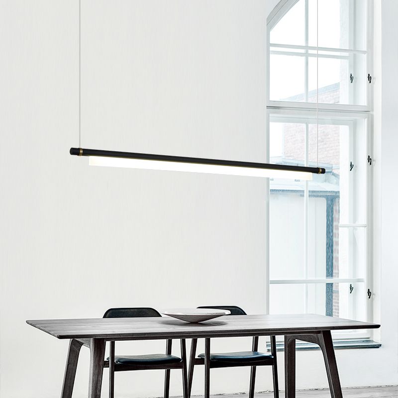 Modern Rectangle Island Lighting Fixtures 1-Light Restaurant LED Suspension Lamp