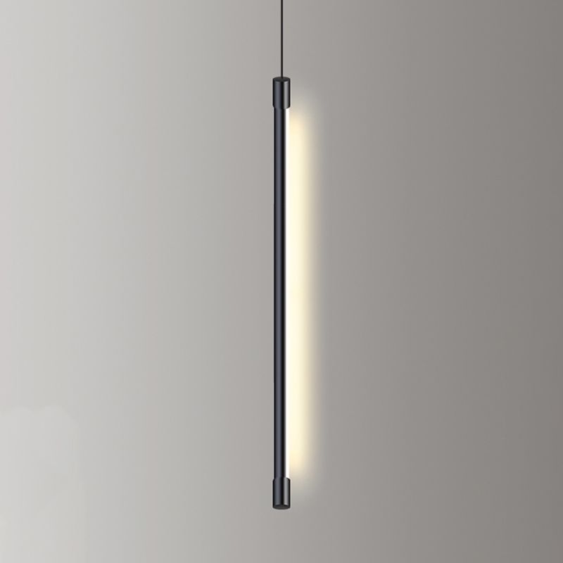 Lustre cylindrique lustre suspendu luminaire moderne de suspension extérieure moderne en finition noire