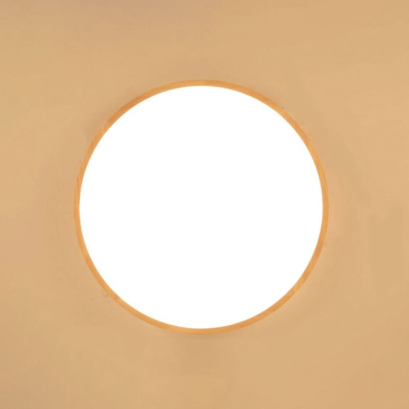 Luz de techo de lavado de madera redonda moderna 1 lámpara de montaje de luz en marrón