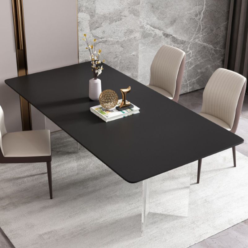 Modern Style Rectangle Dining Table Sintered Stone Table with Acrylic Base