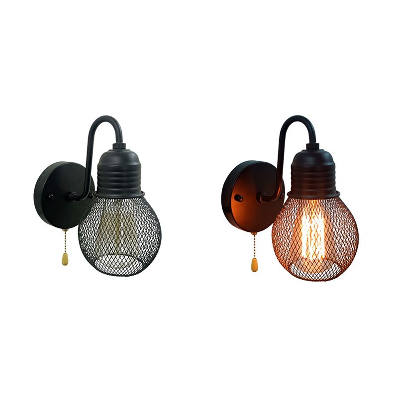1 Light Wall Mount Light Fixture Industrial Wall Mounted Lighting in Black