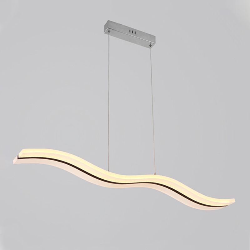 Modern Linear Island Lighting Acrylic 1-Light Island Light Fixture in White