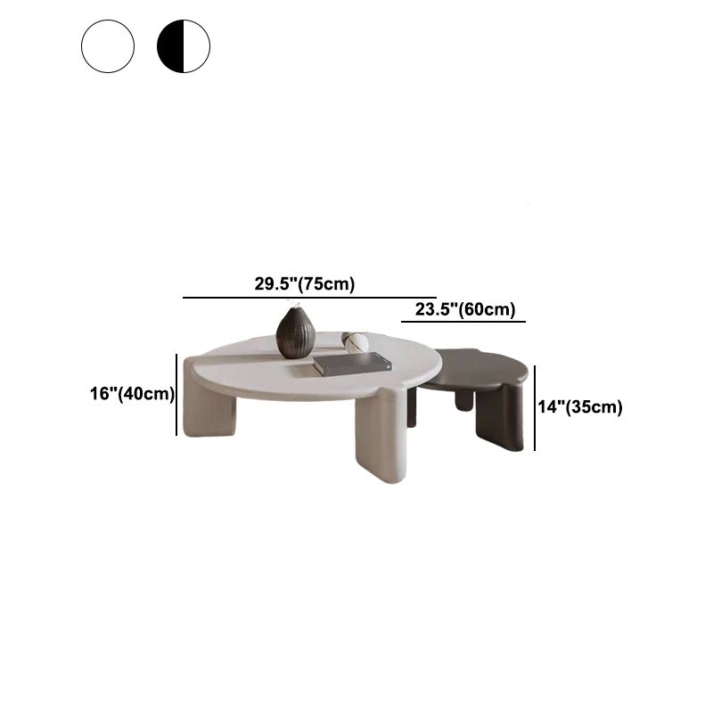 White Goose/black Oak Round Coffee Table with 3 legs Base Cocktail Table