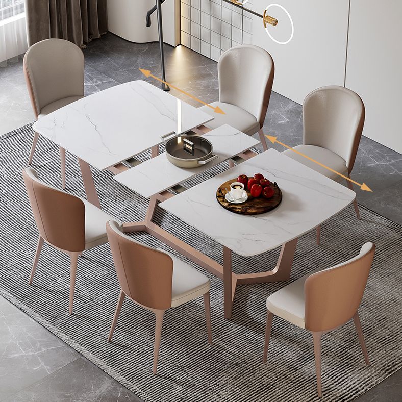 Extendable Sintered Stone Top Dining Set Rectangle 1/4/5/7 Pieces Dining Table with Chairs
