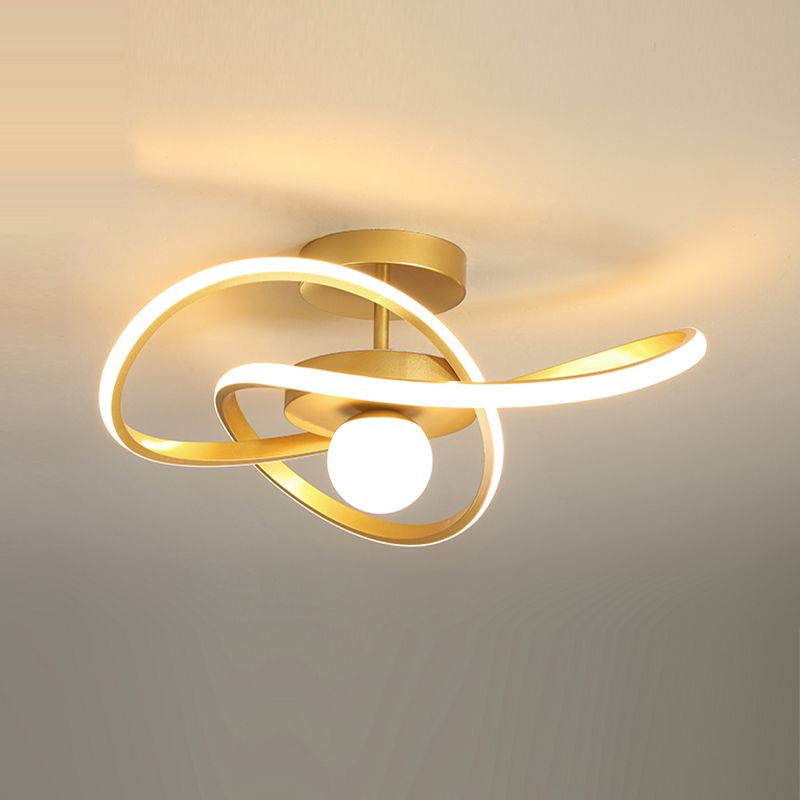 Minimalism Ceiling Light Twisted Flush Mount with Metal for Bedroom