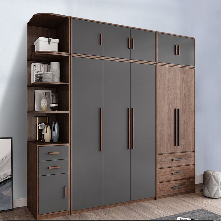 Hinged Wardrobe Cabinet Contemporary Wardrobe Closet with Garment Rod