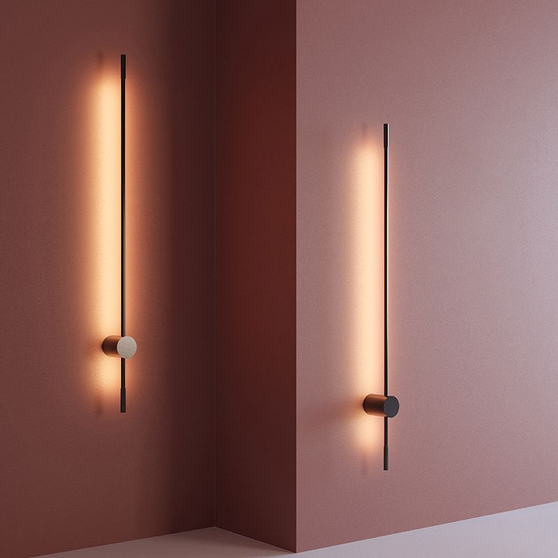 Modern Metal Wall Sconce Linear Shape Vanity Lamp with Acrylic Shade in Black for Bathroom