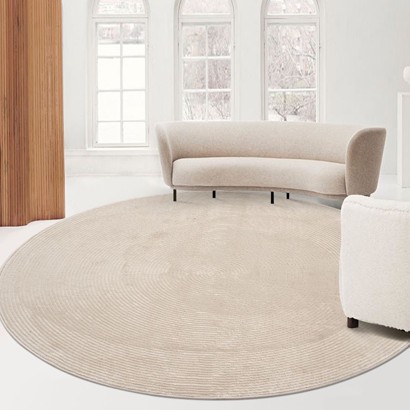Round Shade Tribal Diamond Rug Beige Polyester Carpet Stain Resistant Rug