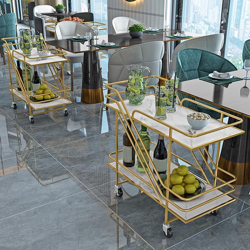 Contemporary Metal Prep Table 32.68"H Rolling Prep Table for Dining Room