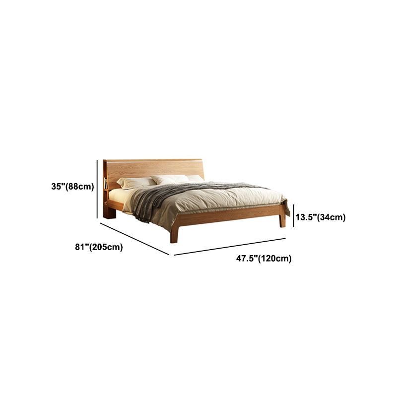 Scandinavian Solid Wood Standard Bed with Headboard Low Profile Bed