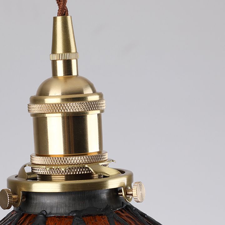 Icy Clear Glass Hanging Lamp Geometric Pattern 1 Light Bowl Tiffany-Style Pendant Light Fixture