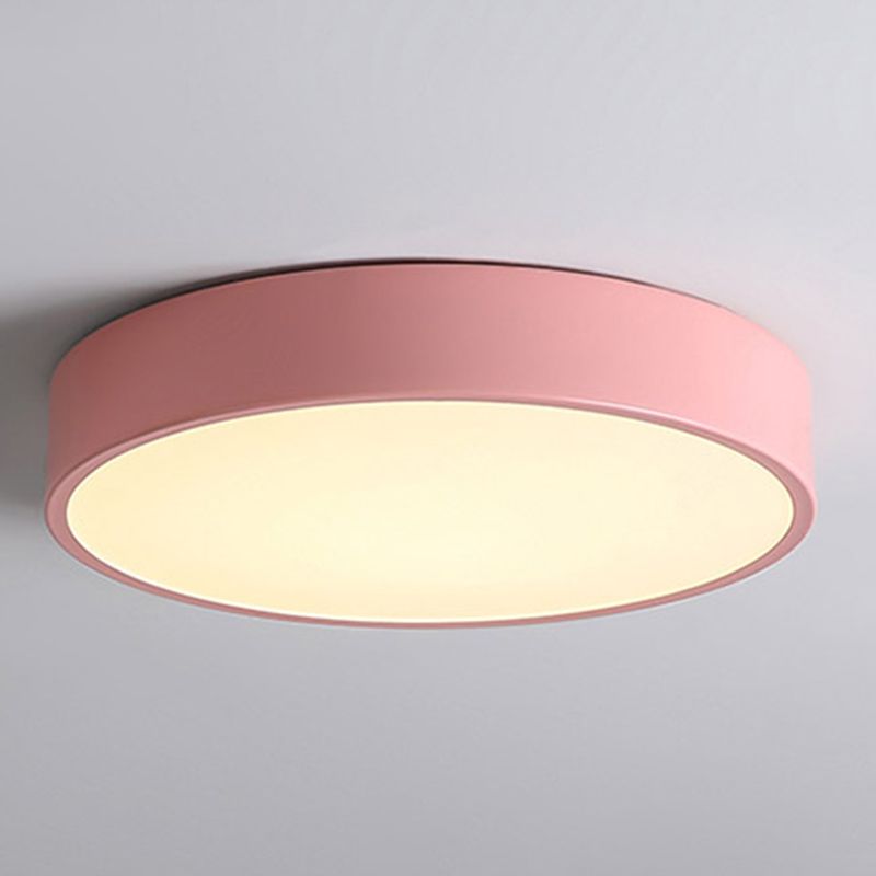 Round Shape LED Ceiling Lamp Macaroon Simple Style Iron 1 Light Flush Mount for Aisle