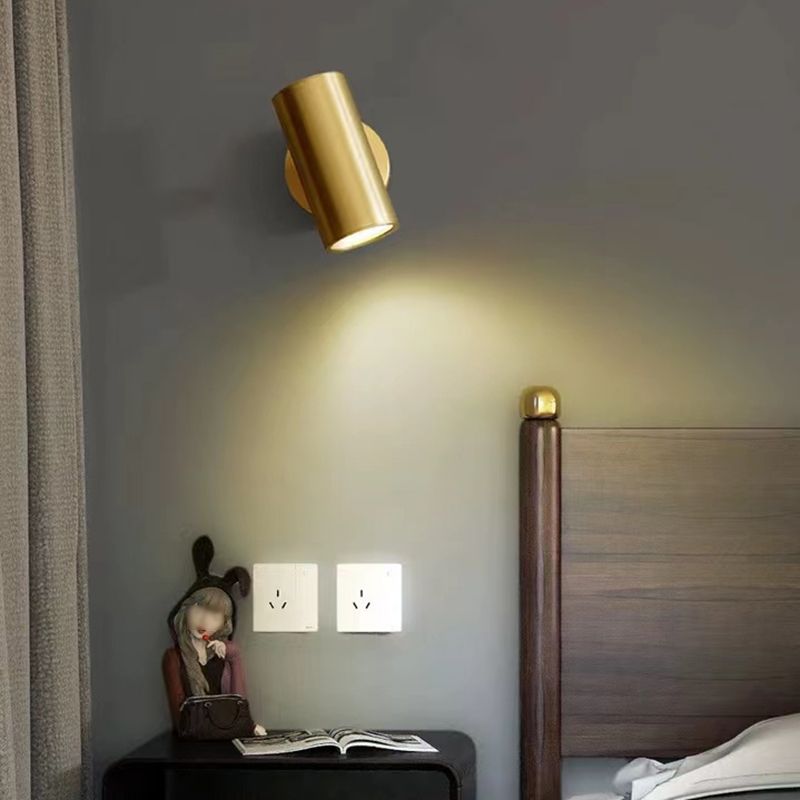 Modern Wall Sconce Cylinder Shape Wall Light with Metal Shade for Bedroom