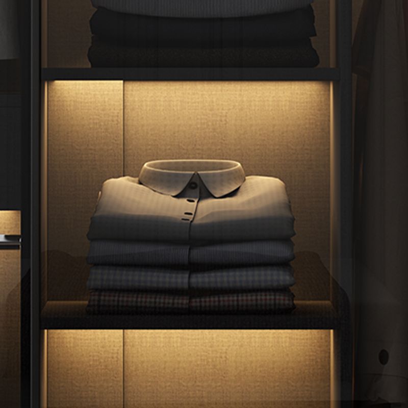 Modern Style Glass Wardrobe 1-Drawer Bedroom Wardrobe Closet