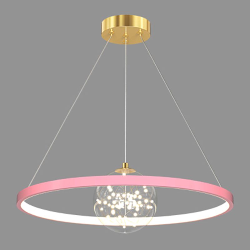 Lustres de forme ronde contemporains lumières en métal 2 lustres d'éclairage clair léger