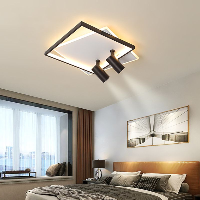 Plafonnier LED de luxe moderne en fer forgé carré encastré avec abat-jour en acrylique